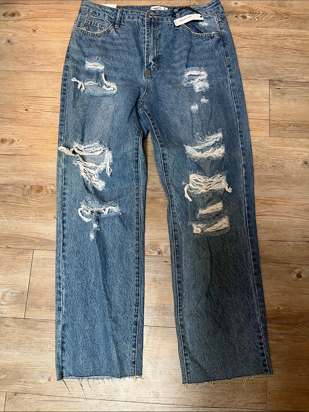 Rue21 Distressed Blue Straight women’s Super High- Rise Jeans